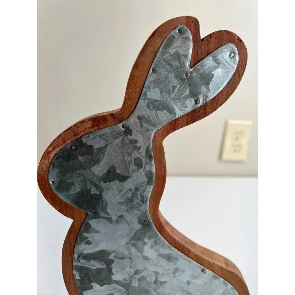 Home Decorative Blue Cut-Out Wooden Tabletop‎ Bunny Rabbit Figurine